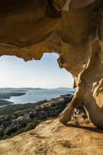 Bizarre granite rocks, Roccia dell Orso, sunset, Capo d'Orso, Palau, Costa Smeralda, Sardinia,