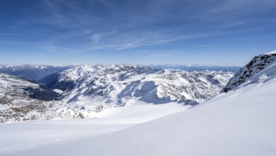 Panorama, mountain panorama, snow-covered mountain landscape in winter, Fürkeleferner glacier, view