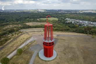 Mining lamp Das Geleucht on the Rheinpreußen spoil tip in Moers seen from the air, North