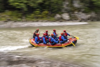 Rafting dinghy in the Entenlochklamm gorge, Tyrol, Austria, Europe