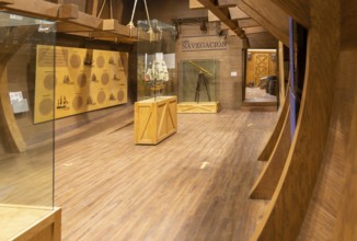 Interior of city museum, Campeche city, Campeche State, Mexico room shaped like hull of a ship