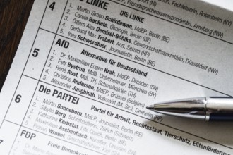 Afd, candidates Maximilian Krah and Petr Bystron, ballot paper, ballot paper for the 2024 European