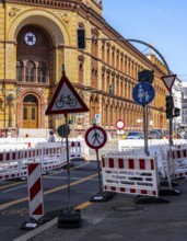 Roadworks and barriers, Oranienburger Straße, Berlin-Mitte, Germany, Europe