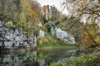 Built in 1895, the Devil's Bridge above the Danube, a striking sight in Inzigkofen Princely Park,