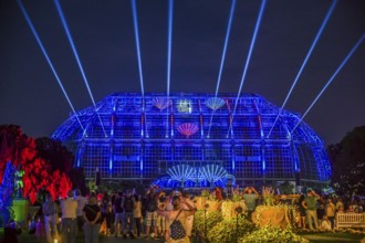 Botanical Night, illuminated large tropical house, Botanical Garden, Lichterfelde,