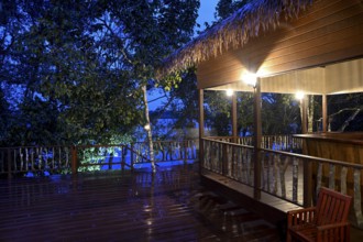 Loango Lodge, blue hour, Loango National Park, Parc National de Loango, Ogooué-Maritime Province,