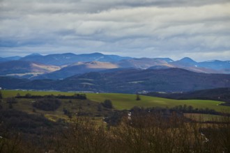 View over the mountains and hills in Winter, Horna Suca, Slovakia, Europe