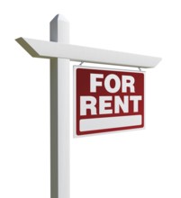 Right facing for rent real estate sign isolated on a white background