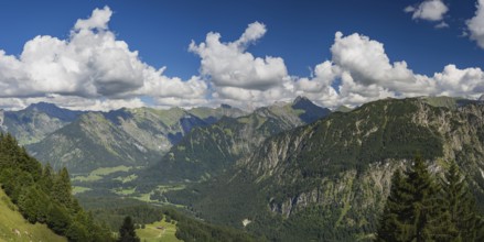 Mountain panorama from Söllereck to Höfats, 2259m, Allgäu Alps, Allgäu, Bavaria, Germany, Europe