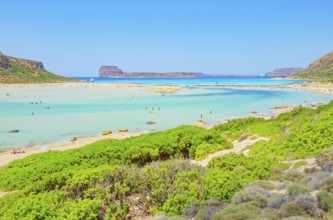 View of Balos bay, Gramvousa Peninsula, Chania, Crete, Greece, Europe