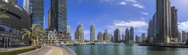 Dubai Marina, A Scenic Waterfront Skyline of Modern Luxury and High-Rise Architecture.