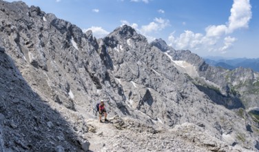 Mountaineer on the Jubiläumsgrat between Zugspitze and Alpspitze, high mountains, Wetterstein