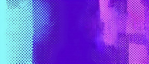 Purple and turquoise halftone pop art background, retro vector design, AI generated