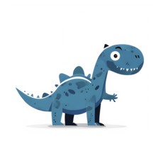 Simple cartoon dinosaur with a white background, abstract illustration, AI generated