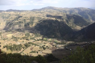 Beautiful landscape in the highlands between Mekele and Lalibela, Ethiopia, Africa