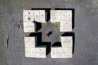 Zollverein Coking Plant, Sculpture Forest with the artwork Castell, by the artist Ulrich Rückriem,