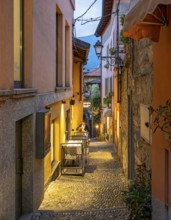 Narrow streets of Bellagio by night, Lake Como, Italy, Europe