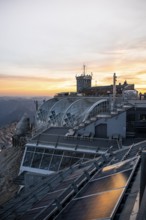 Modern mountain station of the Bavarian Zugspitze railway at the summit of the Zugspitze, at