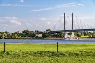 The Rees-Kalkar Rhine Bridge near Rees, Lower Rhine, North Rhine-Westphalia, Germany, Europe