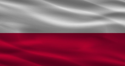 Poland flag background with texture. Close up of the Poland flag waving