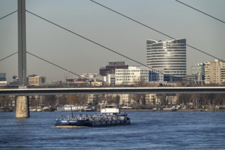 Oberkassler Bridge over the Rhine near Düsseldorf, building in Düsseldorf-Golzheim, Sky Office