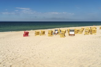 Beach chairs on the beach at Wenningstedt, Sylt Island, North Friesland District,