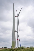 Preparation for the demolition of the tower of a 20 year old wind turbine, in the Werl wind farm, 5