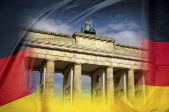 Brandenburg Tor in Berlin on a German flag (Composing)