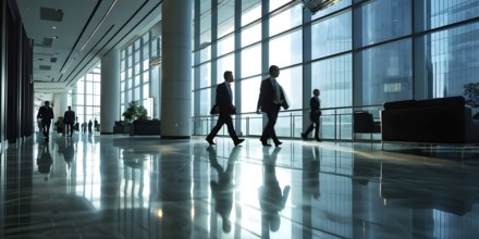 AI generated long exposure photography capturing a dynamic scene of business center