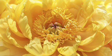 Close up of beautiful yellow colored peony spring flower. KI generiert, generiert, AI generated