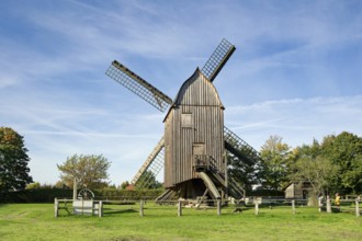 Historic Groß Ernsthof windmill, Klockenhagen open-air museum, historic Mecklenburg village,