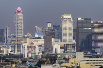 Panorama from Golden Mount, skyline of Bangkok, Thailand, Asia