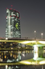 Skyline, Flößerbrücke, banking district, Frankfurt am Main, Hesse, Germany, Europe