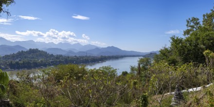 Panorama over the Mekong at Luang Prabang, Luang Prabang province, Laos, Asia