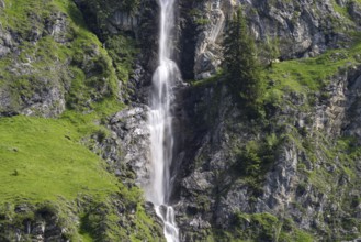 Lake walls with waterfall in Oytal, near Oberstdorf, Allgäu Alps, Oberallgäu, Allgäu, Bavaria,