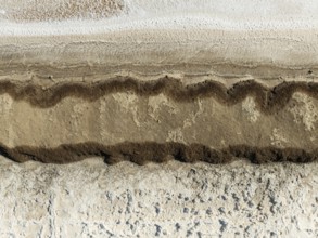 Detail at the Bonanza salt works near Sanlúcar de Barrameda. Aerial view. Drone shot. Cádiz