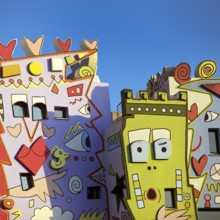 Happy Rizzi House, designed by the artist James Rizzi in pop art paintings, detail of the façade,