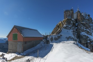 View of the alpine peak Säntis, Appenzell Alps, 2505m altitude, Schwägalp, Urnäsch, Canton