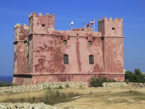 St Agatha's Red Tower fortress, Melliaha, Marfa Peninsula, Republic of Malta built 1649