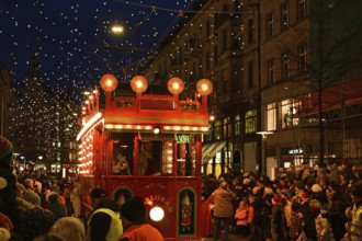 St. Nicholas parade or Chlaus parade with Märlitram along Bahnhofstrasse, city centre, Zurich