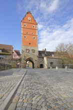 Historic Wörnitz Gate as part of the historic town fortifications, town gate, Dinkelsbühl, Middle