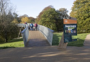 Treetop walkway to Silk Wood, National arboretum, Westonbirt arboretum, Gloucestershire, England,