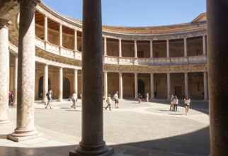 Courtyard inside the Palacio de Carlos V, Palace of Charles V, Alhambra complex, Granada, Spain,