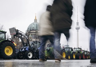 Street blockades in the centre of Berlin, taken during the farmers' protests in Berlin, 15.01.2024