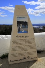 Ruta del Aqua walk sign, Huebro village, Sierra Alhamilla mountains, Nijar, Almeria, Spain, Europe