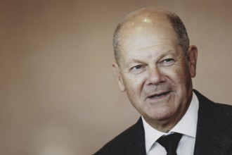 Olaf Scholz (SPD), Federal Chancellor, recorded during the weekly cabinet meeting in Berlin,