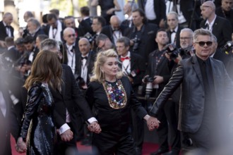 Cannes, France, 21 May 2024: Catherine Deneuve and Christophe Honore at the premiere of Marcello