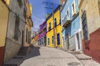 Guanajuato, Mexico, scenic colorful streets in historic city center, Central America