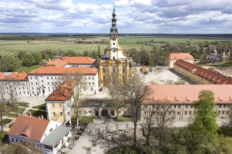 Neuzelle, 16.04.14 JE, Aerial view of Neuzelle Monastery. The Cistercian monastery with the