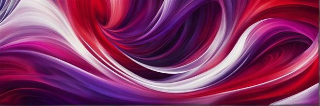 Abstract swirled pattern intertwining gradients of vibrant red and purple colors, AI generated